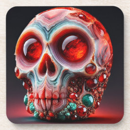 Red Jeweled Geode Skull Bier Onderzetter