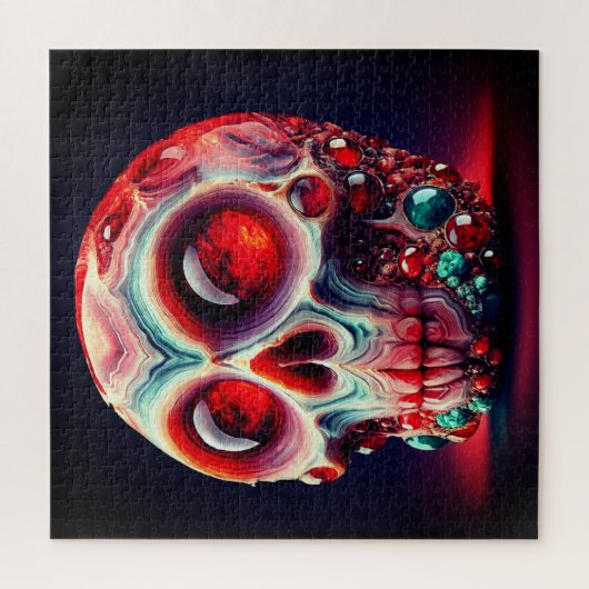 Red Jeweled Geode Skull Legpuzzel (Verticaal)
