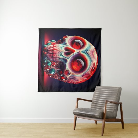 Red Jeweled Geode Skull Wandkleed (In Situ (horizontaal))