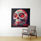 Red Jeweled Geode Skull Wandkleed (In situ)