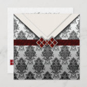 Red Jeweled Kijk Gothic Damask Kaart (Voorkant / Achterkant)