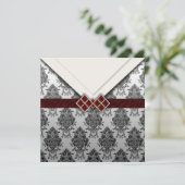 Red Jeweled Kijk Gothic Damask Kaart (Staand voorkant)