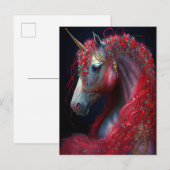 Red Jeweled Unicorn Fantasy Art Briefkaart (Voorkant / Achterkant)
