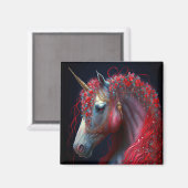Red Jeweled Unicorn Fantasy Art Magneet (Voorkant / Achterkant)