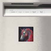 Red Jeweled Unicorn Fantasy Art Magneet (Insitu (Vaatwasser))