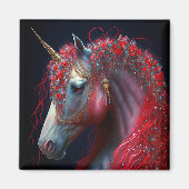 Red Jeweled Unicorn Fantasy Art Magneet (Voorkant)