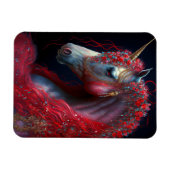 Red Jeweled Unicorn Fantasy Art Magneet (Horizontaal)