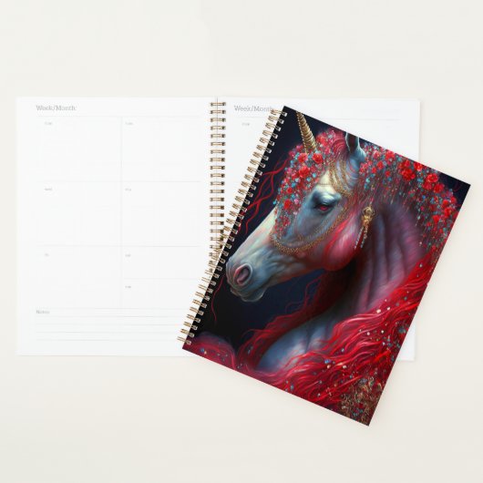 Red Jeweled Unicorn Fantasy Art Planner (Display)