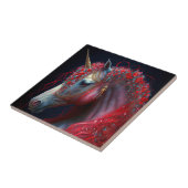 Red Jeweled Unicorn Fantasy Art Tegeltje (Zijkant)