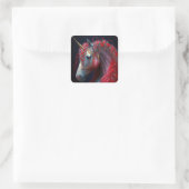 Red Jeweled Unicorn Fantasy Art Vierkante Sticker (Tas)