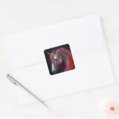 Red Jeweled Unicorn Fantasy Art Vierkante Sticker (Envelop)