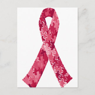 Red Jigzaag Puzzle Pattern Ribbon Briefkaart