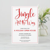 Red Jingle All The Way Holiday Party Kaart (Staand voorkant)