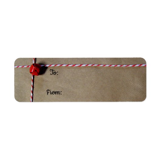 Red Jingle Bell en Twine kerstcadeaulabels Etiket (Voorkant)