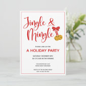 Red Jingle en Mingle Holiday Party Kaart (Staand voorkant)