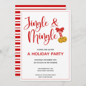 Red Jingle en Mingle Holiday Party Kaart (Voorkant / Achterkant)