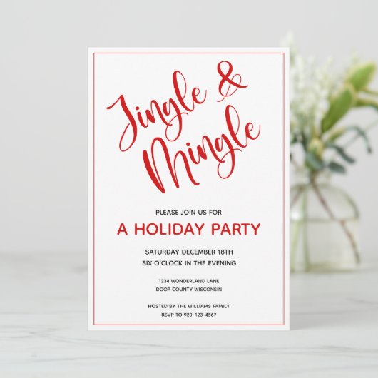 Red Jingle en Mingle-kerstparty Kaart (Staand voorkant)