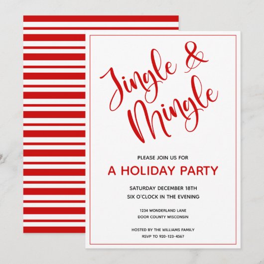 Red Jingle en Mingle-kerstparty Kaart (Voorkant / Achterkant)