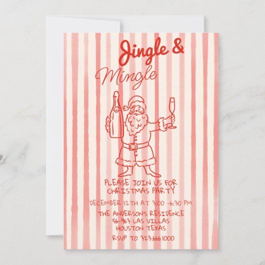 Red Jingle & Mingle Kerstfeest Kaart (Voorkant)