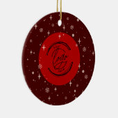 Red Jolly kerst Business Logo QR-code Keramisch Ornament (Rechts)