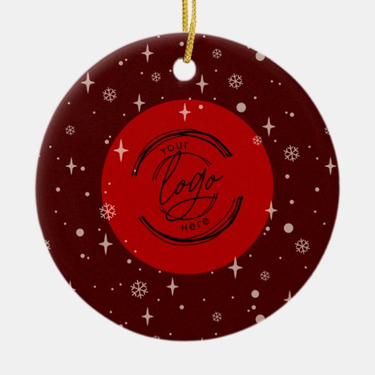 Red Jolly kerst Business Logo QR-code Keramisch Ornament (Voorkant)