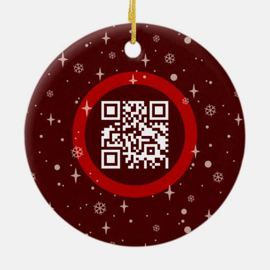 Red Jolly kerst Business Logo QR-code Keramisch Ornament (Achterkant)