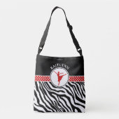 Red Jouw naam Zebra Print Ballet Dancer Crossbody Tas (Achterkant)