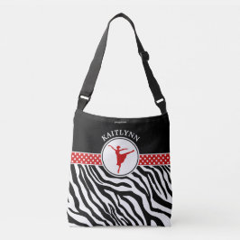 Red Jouw naam Zebra Print Ballet Dancer Crossbody Tas