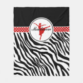 Red Jouw naam Zebra Print Ballet Dancer Fleece Deken (Voorkant)