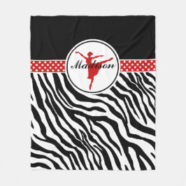 Red Jouw naam Zebra Print Ballet Dancer Fleece Deken