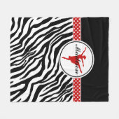 Red Jouw naam Zebra Print Ballet Dancer Fleece Deken (Voorkant (Horizontaal))