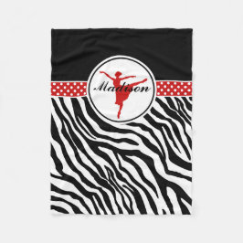 Red Jouw naam Zebra Print Ballet Dancer Fleece Deken