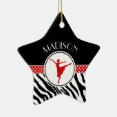 Red Jouw naam Zebra Print Ballet Dancer Keramisch Ornament (Rechts)