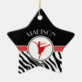 Red Jouw naam Zebra Print Ballet Dancer Keramisch Ornament (Voorkant)