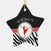 Red Jouw naam Zebra Print Ballet Dancer Keramisch Ornament (Links)