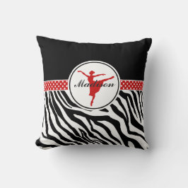 Red Jouw naam Zebra Print Ballet Dancer Kussen