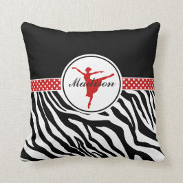 Red Jouw naam Zebra Print Ballet Dancer Kussen