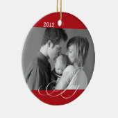 Red JOY aangepaste foto vakantie sentiment keepomw Keramisch Ornament (Rechts)