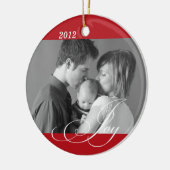 Red JOY aangepaste foto vakantie sentiment keepomw Keramisch Ornament (Links)