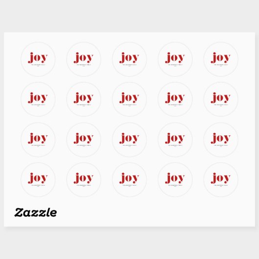Red Joy Bold Tygraphy Modern Christmas  Ronde Sticker (Vel)