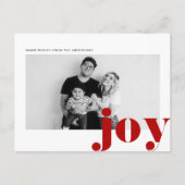 Red Joy Bold Typografie Moderne Foto Kerstmis Feestdagenkaart (Voorkant)