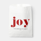 Red JOY Bold Typografie Moderne Kerst Bedankzakje (Voorkant)