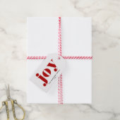 Red JOY Bold Typografie Moderne Kerst Cadeaulabel (Met Touw)