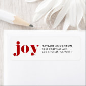 Red JOY Bold Typografie Moderne Kerst Etiket (Insitu)