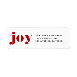 Red JOY Bold Typografie Moderne Kerst Etiket
