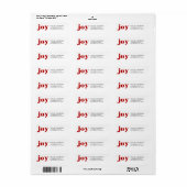 Red JOY Bold Typografie Moderne Kerst Etiket (Full Sheet)