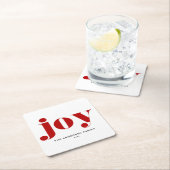 Red JOY Bold Typografie Moderne Kerst Kartonnen Onderzetters (Insitu)