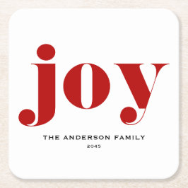 Red JOY Bold Typografie Moderne Kerst Kartonnen Onderzetters