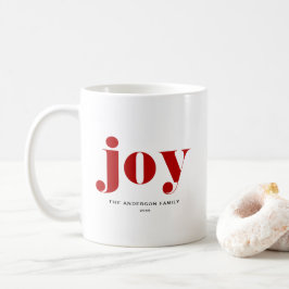 Red JOY Bold Typografie Moderne Kerst Koffiemok