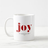 Red JOY Bold Typografie Moderne Kerst Koffiemok (Links)